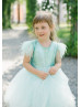 Sequin Tulle Feather Keyhole Back Flower Girl Dress